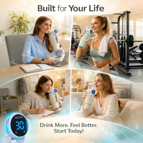 Drink Water Reminder for Stanley Cup 2.0 30oz 40oz – Water Bottle Reminder to Drink, Hydration Tracker Timer Clip, Smart Water Reminder Device, LED Beep Alert, USB-C Stanley Accessory