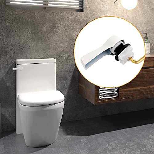 Hibbent Universal Metal Front Mount Toilet Handle Replacement Kit | White Finish Solid Brass Toilet Flush Tank Lever, Stainless Steel Flapper Chains for Most Toilet Tanks - color: White, style: Upgraded Front Mount