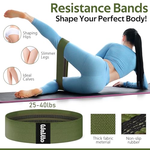WALITO 8Pcs Barbell Pad Set for Hip Thrust - Squat Pad,Gym Accessories for Women with Bar Bad,Bench Press, with Gym Ankle Straps,Resistance Bands for Working Out,Lifting Strap,Carry Bag - color: Green