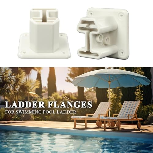 G-PLUS Ladder Flanges Pool Ladder | Compatible with Heavy Duty Resin In-Pool Above Ground Swimming - size: White(square)