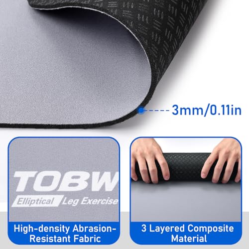 TOBWOLF Non-Slip Workout Mat for Ellipse Leg Exerciser, Ellipse Machine Mat, Exercise Mat for Under Desk Ellipticals, Suitable for Electric Seated Foot Pedal Exerciser, Stability & Floor Protection - color: Gray