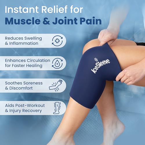 IceSleeve Elbow & Knee Ice Pack Wrap, Reusable Ice Sleeve for Arm & Leg, Flexible Gel Ice Pack for Knee Injuries, Tennis Freeze Sleeve Elbow Compression Wrap, Cold & Heat Therapy, Blue SM 1 Pack - color: Blue, size: Small/Medium