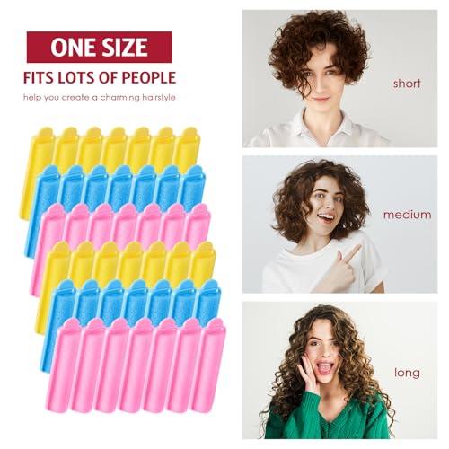 Syhood 43 Pcs Foam Sponge Hair Rollers Women 0.59 Inch Soft Sleeping Curlers Flexible Sponge Curler Tool and Rat Tail Comb for Hair Styling Hairdressing Overnight Curl and Volume(Pink Blue Yellow) - color: Pink Blue Yellow