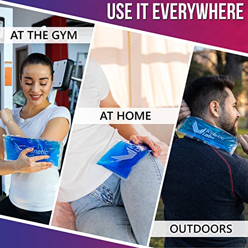 Reusable Gel Ice Packs for Injuries by Kinetic Labs (2 Pack) - Hot Cold Packs for Injuries 11" x 5.3" - Flexible Ice Packs for Back Head Knee Shoulder Neck Ankle Elbow Feet Headaches Surgery (Large) - size: Large (Pack of 2)