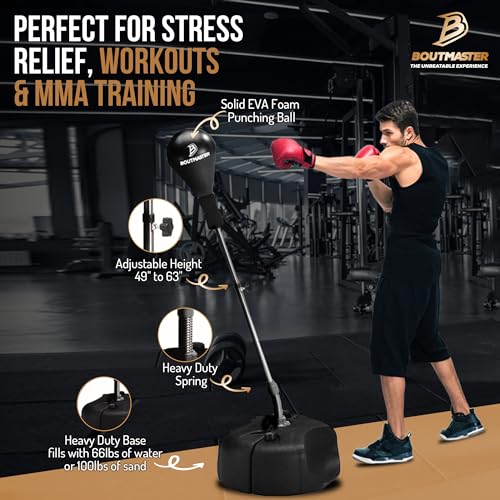 Tech Tools Punching Bag with Stand Adjustable Boxing Speed Bag Teens Adults - style: Pro