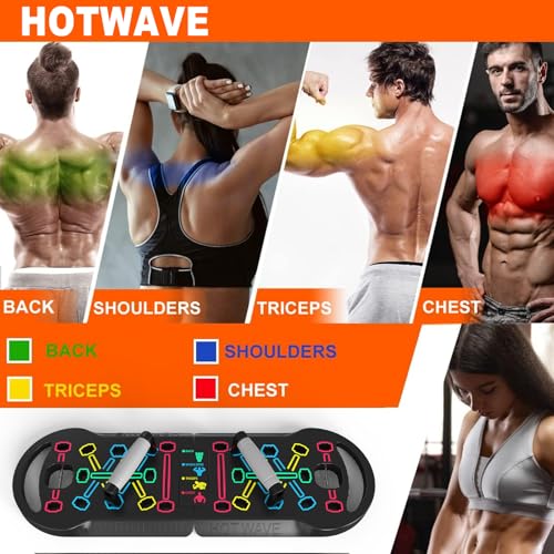 HOTWAVE Push Up Board, Portable PushUp Board, Foldable 20 in 1 Push Up Bar | Multifunctional Pushup Handles for Floor, Professional Strength Training Equipment For Men and Women at Home Gym - color: Black