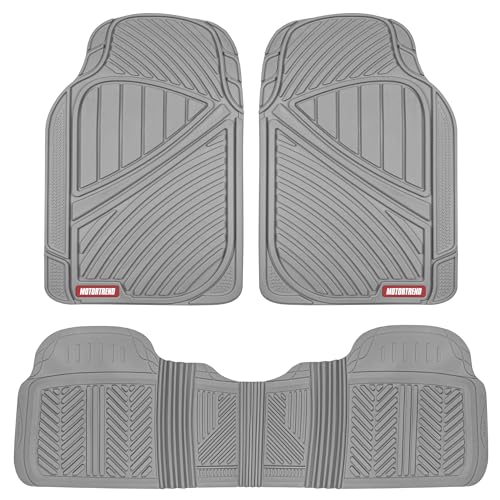 Motor Trend FlexTough Performance All Weather Rubber Car Floor Mats - 3 Piece Floor Mats Automotive Liners for Cars Truck SUV, Heavy-Duty Waterproof (Gray) - color: Gray
