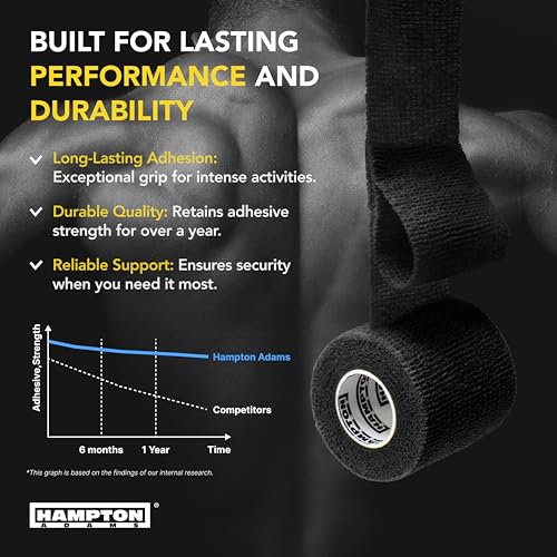 Hampton Adams | As Seen on Shark Tank | Self Adhesive Bandage Wrap (14-Pack) | 15ft | Pet Safe | Breathable Athletic Elastic Cohesive Bandage for Sports Injury Ankle Knee Wrist sprains (Black) - color: Black