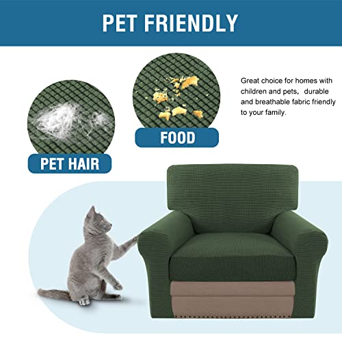 H.VERSAILTEX Multi-Pieces Chair Covers Stretch Couch Covers Form Fitted Seat and Back Cushions Covers (1 Seat Cover Plus 1 Back Cusion Cover, Bonus 2 Armrest Covers), Bronze Green - color: Bronze Green, size: 1 SEAT COVER + 1 BACK COVER+ 2 ARMREST COVERS