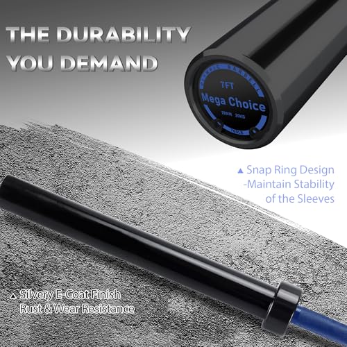 7FT/4 ft Home Gym Barbell Bar – 700LB/1500LB/500LB Capacity, Anti-Slip Knurling, Solid Steel, for Weightlifting, Strength Training - color: Blue, size: 7FT-700lbs