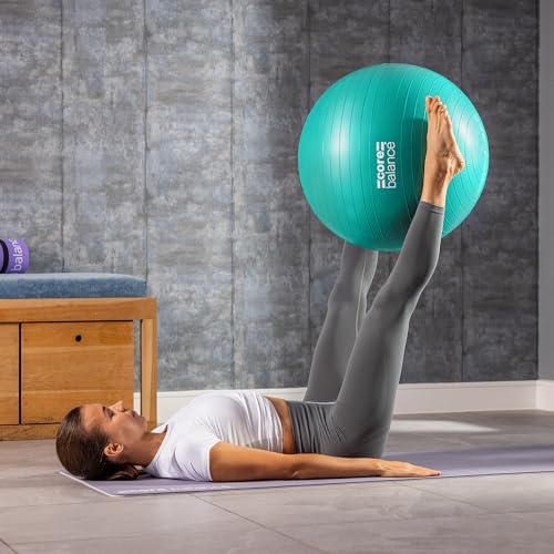 Core Balance Exercise Ball, Stability Ball for Yoga, Pilates and Fitness, Gym Ball for Home Gym and Office Chair, Training, Physical Therapy, Anti Burst, Pump Included, 55cm 65cm 75cm 85cm - color: Teal, size: S (15–18in | 38–45cm)