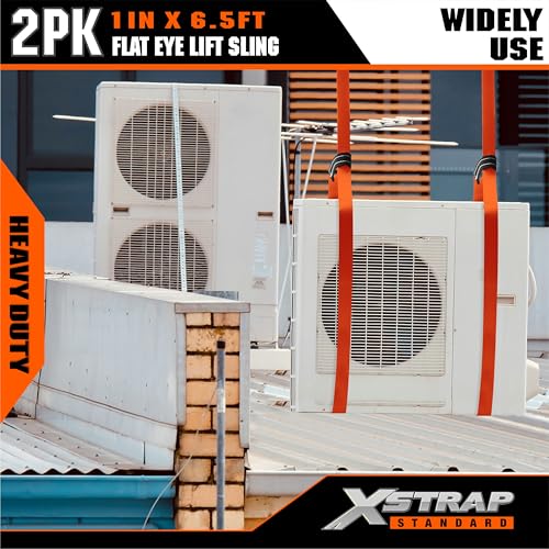 XSTRAP STANDARD 4PK 1"x6.5ft Lifting Sling Straps 2000 lb Vertical Capacity | 1600 lbs Choker / 4000 lbs Basket Capacity, 5:1 Safety Factor Polyester Web Slings for Rigging, Hoist, Tree Stump Removal - style: 2PK 1''x6.5ft