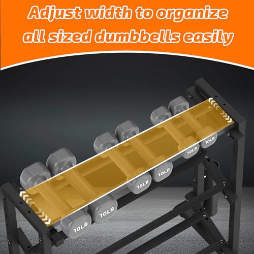 PLKOW Adjustable 3-Tier Dumbbell Rack with Barbell & Weight Plate Storage for Home Gym, Heavy Duty Steel Weight Rack Stand, Angle Height Width Adjustable Gym Organizer - color: Deep Black