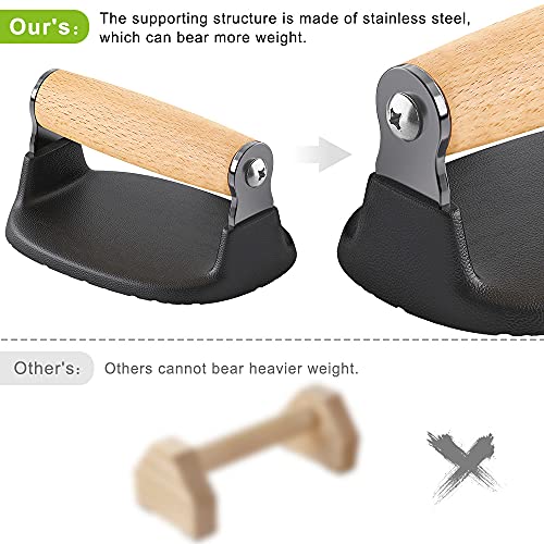 Dolibest Push Up Bar, 12'' High Parallettes Bars with Wooden Handles, Stable and Comfortable Calisthenics Equipment, Suitable for Handstand, L-Sit, Dip Bar, Strength Training for Indoor Outdoor Use - color: Wooden Handle
