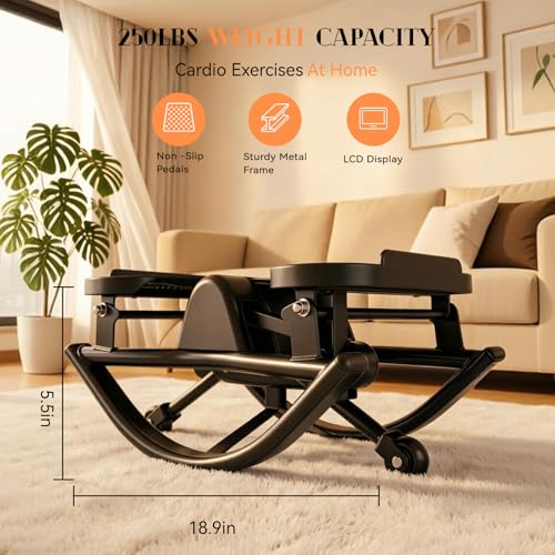 Rock Stepper with Resistance Bands - Ultra-Quiet Hydraulic Lateral Stepper, Fully Assembled Side to Side Step Rocker for Home Office, 250LBS Capacity - color: Black