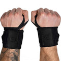 Gymreapers Weightlifting Wrist Wraps (IPF Approved) Professional Quality Wrist Support with Heavy Duty Thumb Loop - Best Wrap for Powerlifting Competition, Strength Training, Bodybuilding - color: Black/Rubber