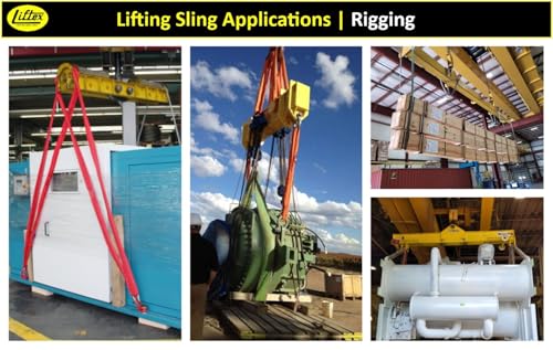 LIFTEX® - Trusted Since 1955 | Polyester Flat Eye Lifting Sling | 1-4" Widths, 3-30' Lengths, 2-Ply | Lifting Rigging Moving Hoisting Straps (2" 2-Ply Flat Eye | 6400 lbs Vertical, 5 FEET) - color: 2" 2-Ply Flat Eye | 6400 lbs Vertical, size: 5 FEET