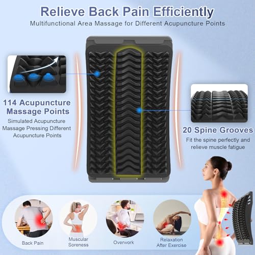 MINOLL Back Stretcher for Lower Back Pain Relief, Multiple Level Adjustable Arch Lumbar Back Cracker Board, Back Cracking Device, Back Massager for Scoliosis, Spine Decompression Support - color: Grey