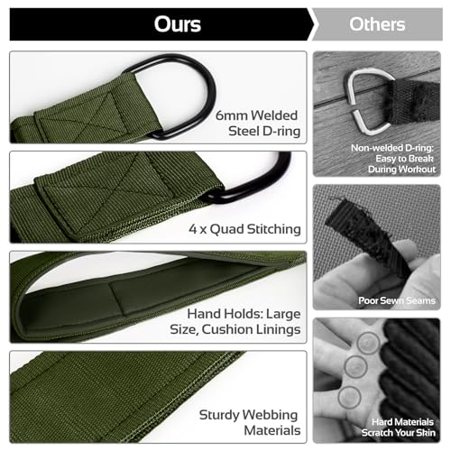 Vulken Tricep Rope Cable Attachment. Two Size in One Extra Long Pull Down Rope. Triceps Extension Straps Gym Equipment. Home Workout Handles for Resistance Bands. - color: Green