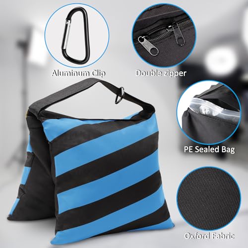 4 Packs Blue Sandbag Weight Bags for Light Stand Photography Video Equipments, Heavy Duty Saddlebags for Backdrop Stand, Photo Tripod, Canopy, Pop up Tent, Umbrella Base, Fishing Chair, Picnic Table - color: Blue