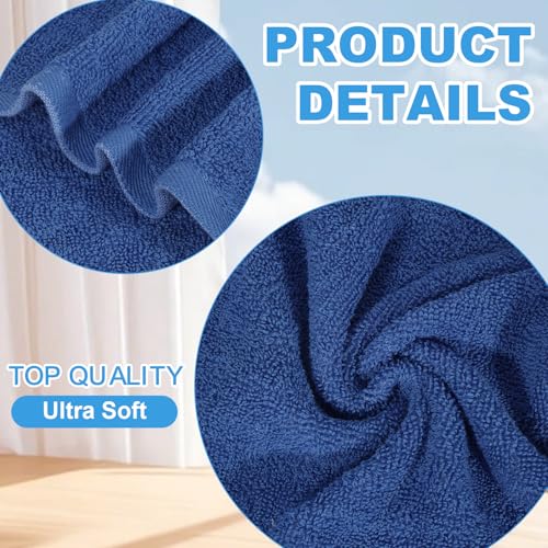 6 Pack 100% Cotton Wash Cloth, 12x12Inch Highly Absorbent and Soft Feel Fingertip Towels, Machine Washable Washcloths for Bathroom, Gym, Hotel, Spa and Kitchen, Blue - color: Blue 6 Pack