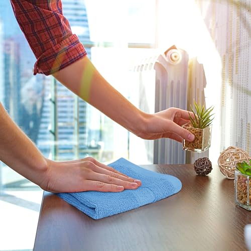 Utopia Towels 12 Pack Premium Wash Cloths Set, 12 by 12 Inches, 100% Cotton Ring Spun, Highly Absorbent and Soft Feel Essential Washcloths for Bathroom, Spa, Gym, and Face, Electric Blue - color: Electric Blue, size: 12 Wash Cloths