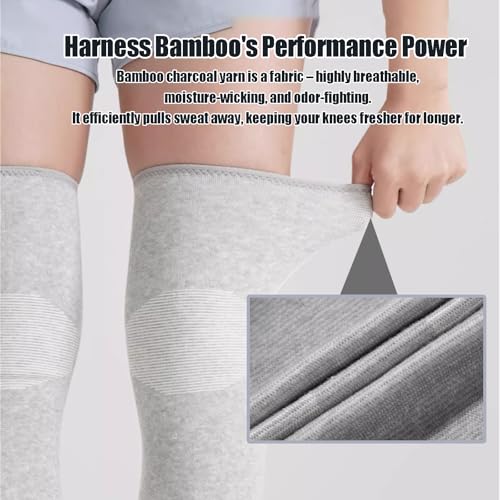 Bamboo Charcoal Compression Knee Sleeve - Elastic Knee Braces Pads Warmers Protective Knee Support for Arthritis and Runners (Gray+Black, Small) - size: Small