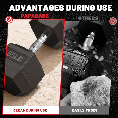 PAPABABE Dumbbell Set, Rubber Encased Home Gym Dumbbells, Weight Dumbbells for Women & Men, Hand Weights for Home Gym & Strength Training - size: 45 lb Set (Pair of 2.5, 7.5, 12.5), style: Chrome Grip