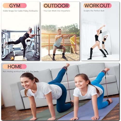 Ankle Resistance Bands with Cuffs - Workout for Gym&Home, Glute Butt Exercise Equipment,Ankle Weights for Lower Body, Shaping the Perfect Butt - color: Black