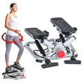 Sunny Health & Fitness Twist Steppers with Resistance Bands, Compact Mini Stair Step Machines for Low-Impact Home Cardio Workouts - color: Grey