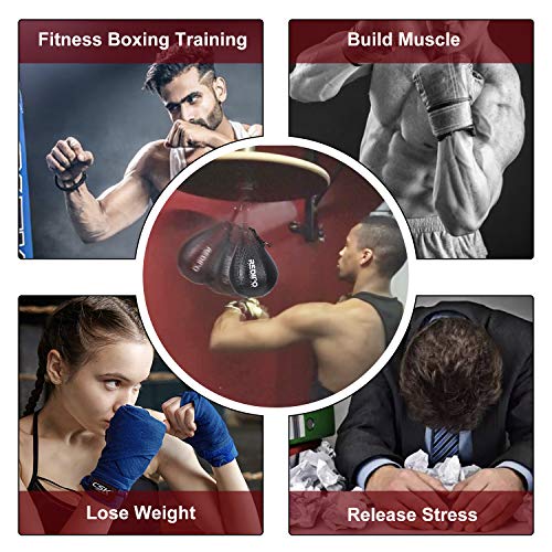 Superior Boxing Speed Bag - PU Leather Speed Punching Ball - Heavy Duty Hanging Swivel Ball for Gym & MMA Muay Thai Sports Fitness - Punching Dodge Striking Speed Reflex Ball - color: Black（10"x7"）