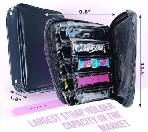Skywin Watch Band Holder for Apple Watch Bands - An Apple Watch Band Case Organizer with a Band Capacity and Zippered Compartment Sleeves - color: Black