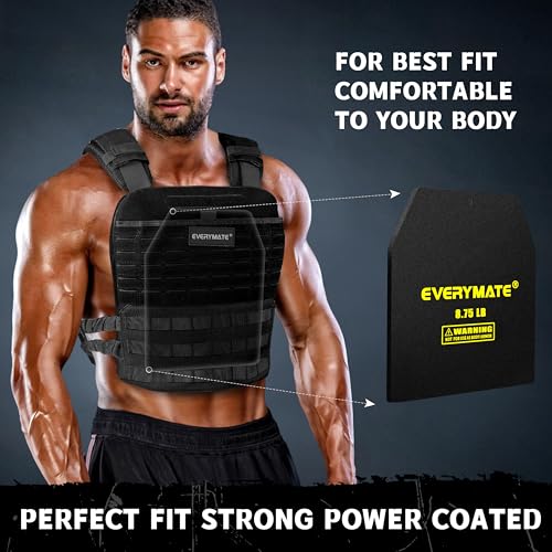 EVERYMATE Tactical Weighted Vest Plates – 3.75/5.75/8.75/14.5/19.75LB Pairs – Insert Weighted Vest Plates- Contoured Ergonomic Fit – WODs, Strength Training, Running, Weight Plates for Vest - color: 8.75LB*2, size: Straight