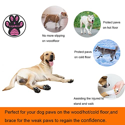 Dog Paw Protector Non-Slip Gripper Traction Pads,Walk Assistant for Senior Dogs,Foot Stickers for Hardwood Floors,Dog Shoes Booties Socks Replacement,6 Sets (24 pcs) M Black - size: M-1.7*1.5 inch(L*W)