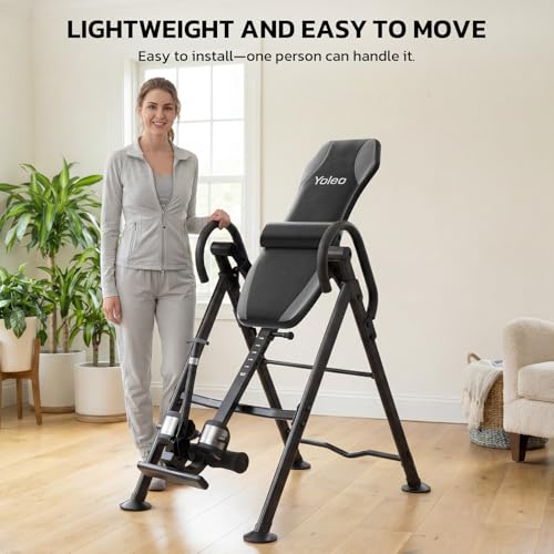 YOLEO Gravity Inversion Table for Back Pain Relief 2026 New Inversion Table w/Lumbar Support Easy to Assemble Back Stretcher Machine 300 lbs - color: Grey