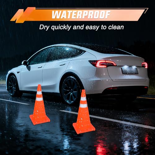 Nilight 28 Inch Collapsible Traffic Safety Cones 4 Pack - Bright Orange Parking Cones with Reflective Collars for Roadside Emergency, Parking, Driving Practice - size: 28 Inch