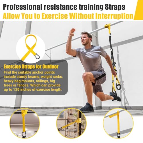 Home Resistance Training Kit, Resistance Trainer Exercise Strap with Poster | Includes Handles, Door Anchor and Carrying Bag for Home Gym, Bodyweight Resistance Workout Straps for Indoor & Outdoor