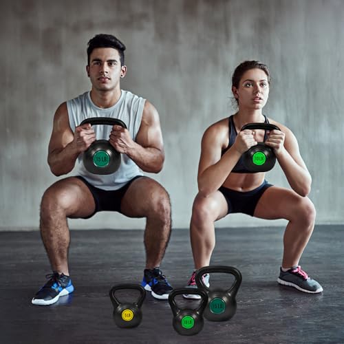 Fitvids Kettlebell Sets Piece Strength Training KettleBells Weight Set - style: 30LB Set of 3: 5/10/15LB