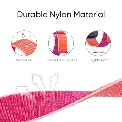 6 Pack Sport Nylon Loop Band Compatible with Apple Watch Band 38mm 40mm 41mm 42mm 44mm 45mm 46mm 49mm for Women Men, Adjustable Breathable Braided Straps for iWatch Series 11/10/9/8/7/6/5/4/3/SE/Ultra - color: Wistaria/Pitaya/Pomegranate/Pink Sand/Sea She