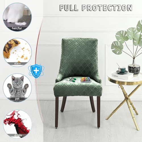 Wingback Chair Cover Waterproof,Stretch Jacquard Slipcover(Sage,4PCS) | Instant room refresh with easy cleanup, dependable mess protection, and a neat tailored look for family spaces. - color: Sage Green
