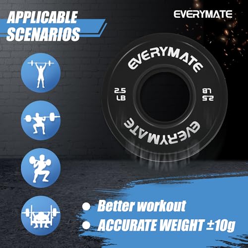 EVERYMATE Change Weight Plates 1.25LB 2.5LB 5LB Set Fractional Olympic Bumper Plates for Cross Training Steel Insert Strength Training - color: 7.5 LB(1.25+2.5), size: Black