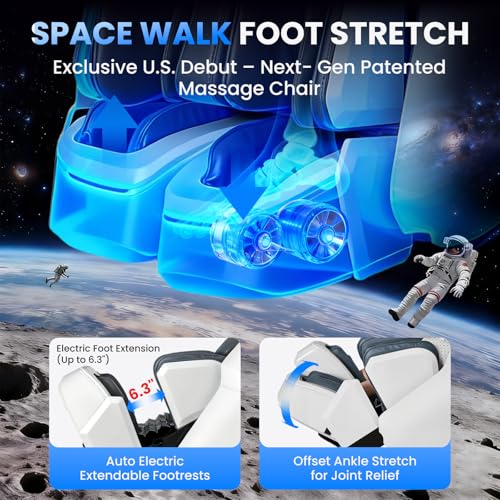 4D Massage Chair Full Body, Unique 2026 Space Walk & Ankle Stretch, Zero Gravity SL-Track Shiatsu Massage Chair Recliner with Electric Calfrest Extension & Foot Rollers, AI Voice, S002 White - color: White