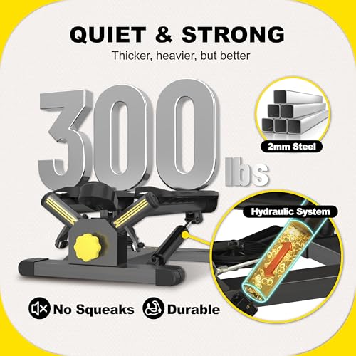 ZIWWVY Stepper Machine with Resistance Bands, Mini Stepper with 300LBS Weight Capacity, Twist Stepper for Full Body Workout, Adjustable Step Height, Smooth and Quiet, Step Machine for Men Women - style: Large Foot Model