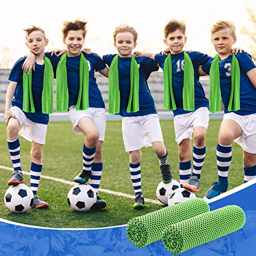 Hosuly 30 Pack Cooling Towels, 40"x12" Ice Breathable Soft Chilly Sweat Rag Microfiber Workout Rags for Gym Cooling Towels for Neck and Face for Yoga Golf Sport Running - color: Bright Green