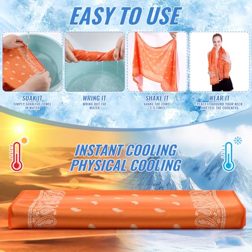 Eurzom 10 Pack Paisley Cooling Towels 40"x12" Microfiber Ice Towels Bulk for Neck & Face Summer Quick-Dry Sweat Rags for Gym Yoga Golf Running Sport Hot Weather Gifts
