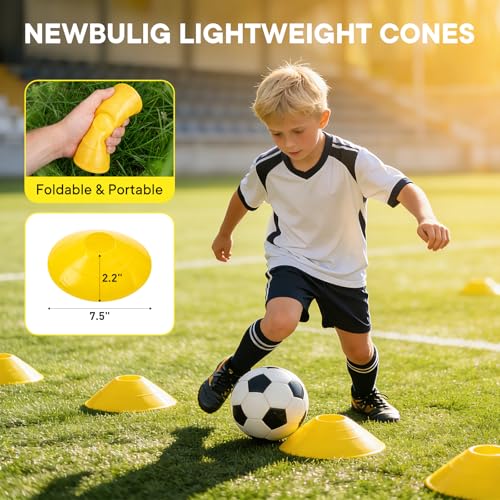 Agility Ladder Speed Training Equipment Set, 4 Adjustable Hurdles | 20 ft Ladder, 12 Cones, Jump Rope, Resistance Parachute, Soccer, Basketball, Football Practice Equipment for Youth, Adults - color: Yellow, size: 17.17"*5.71"*13.31"