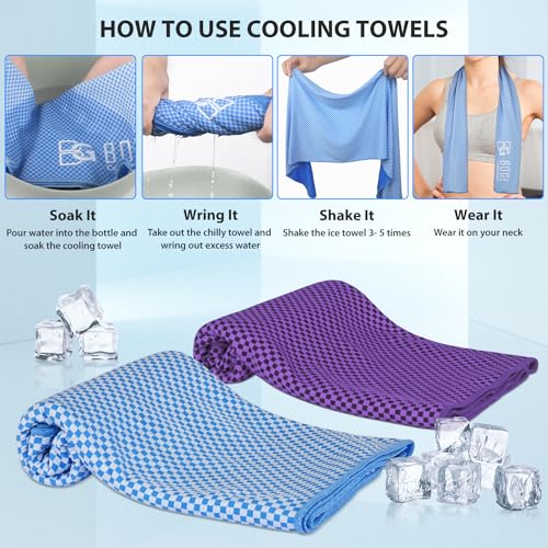 BOGI Cooling Towels for Neck and Face, Soft Breathable Cool Towel for Instant Cooling Stay Cool for Yoga, Sport, Gym, Camping, Running & More Activities - color: Purple, size: 47.00" x 14.00"