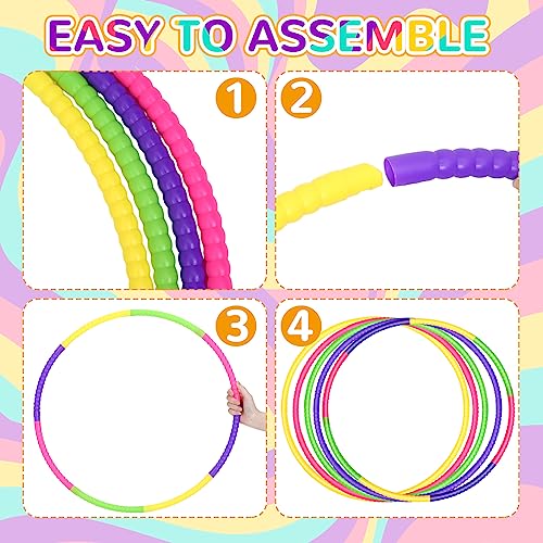 Sratte 8 Pcs Color Hoop Detachable Adjustable Exercise Ring Plastic Hoop for Gymnastics Dog Agility Equipment Party Decor, 4 Colors - color: Classic Colors, size: 24 Inch