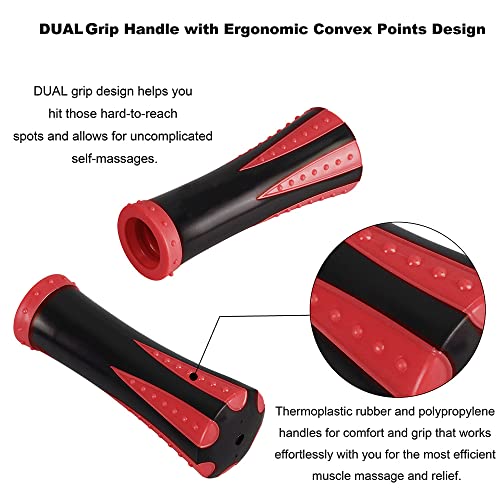 YANSYI Professional 9-Roller Deep Tissue Massage Stick - Portable Muscle Recovery Roller for Athletes, Relieves Post-Workout Soreness & Leg/Back Pain - Portable Physio Tool (Red) - color: Red