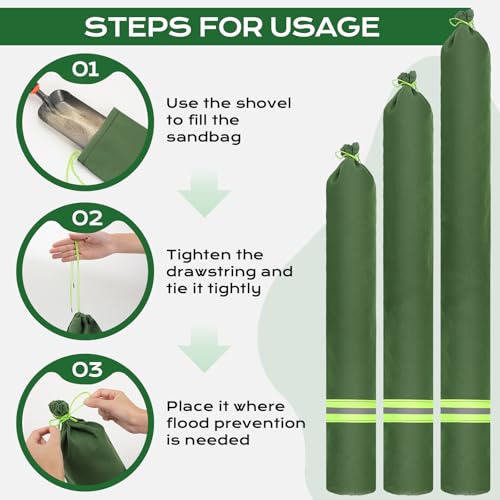 Sand Bags for Flooding,4Pcs Flood Prevention Sandbags,Thickened Long Canvas with Elastic Band, Reusable Flood Barriers for Indoor and Outdoor Garage 6'X 7" - size: 6'X 7" 4 Pack